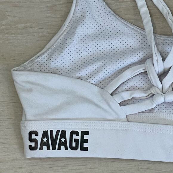 💗 3/$10 💗 Savage Barbell Knotty Back Sports Bra White Size Small - Picture 6 of 11